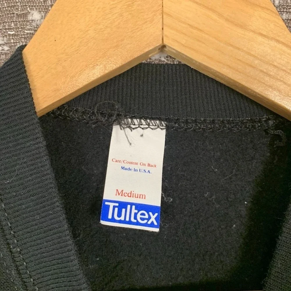 Vintage 80s Tultex Blank Black Raglan‎ Sweatshirt Medium Crewneck Made in USA